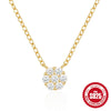 Wholesale Women's Sterling Silver 925 Flower Necklace With Small Round Zircon Diamonds Gold Plated O Chain Electroplated