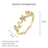 Wholesale Women's 925 Sterling Silver Flower Open Adjustable Ring With Colored Zirconium In Light Luxury Style
