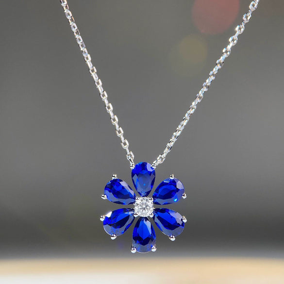 Wholesale Women's 925 Sterling Silver Flower Pendant Ochain Necklace With Electroplating