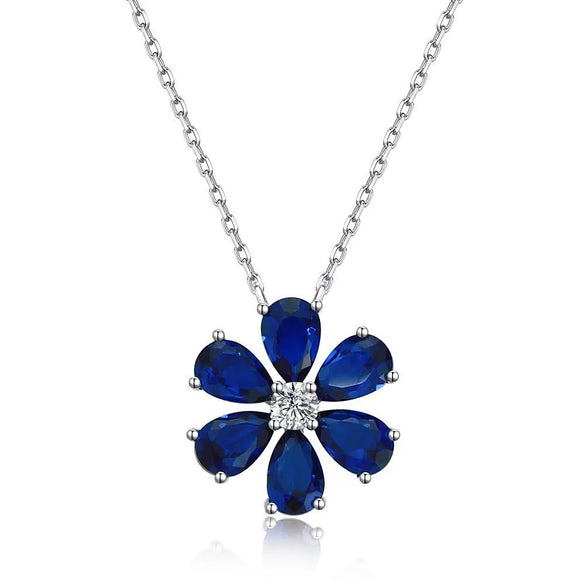 Wholesale Women's 925 Sterling Silver Flower Pendant Ochain Necklace With Electroplating