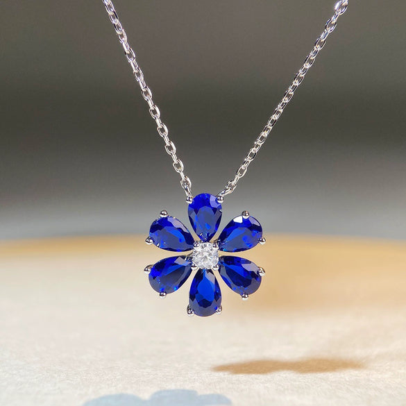 Wholesale Women's 925 Sterling Silver Flower Pendant Ochain Necklace With Electroplating