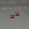 Wholesale Women's 925 Sterling Silver Flower Stud Earrings With Red Diamond And Red Corundum 14K Gold Plated