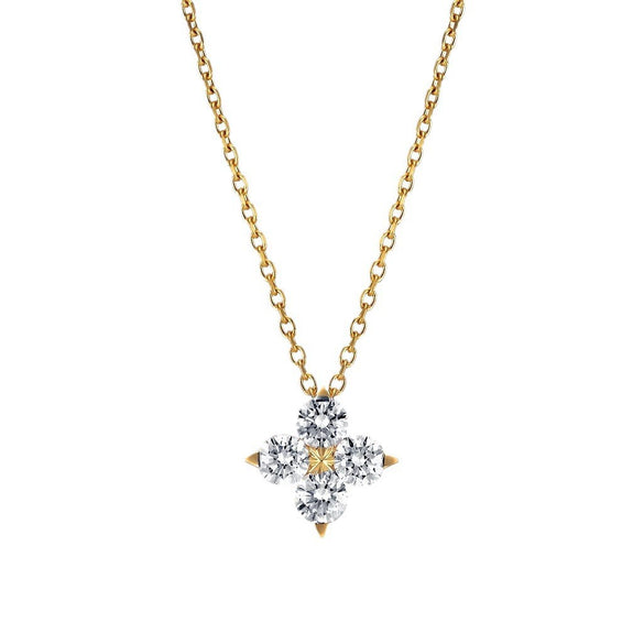 Wholesale Women's 925 Sterling Silver Fourleaf Clover Flower Style Electroplated O Chain Clavicle Necklace