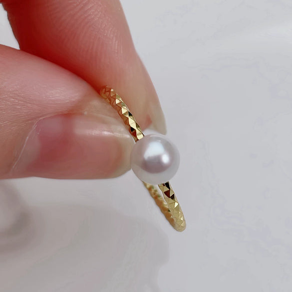 Wholesale Women's Sterling Silver Freshwater Round Bead Minimalist Ring