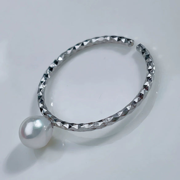 Wholesale Women's Sterling Silver Freshwater Round Bead Minimalist Ring