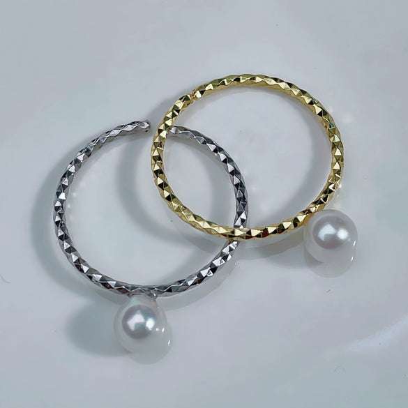 Wholesale Women's Sterling Silver Freshwater Round Bead Minimalist Ring