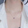 Wholesale Women's 925 Sterling Silver Geometric Amethyst Zircon Diamond Pendant Cross Chain Necklace
