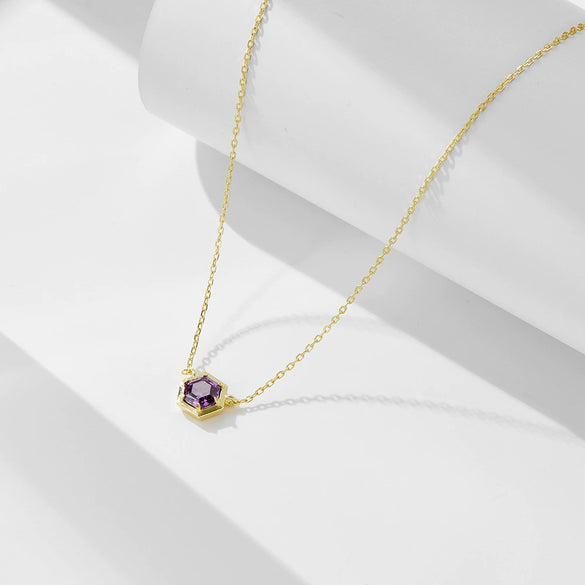 Wholesale Women's 925 Sterling Silver Geometric Amethyst Zircon Diamond Pendant Cross Chain Necklace
