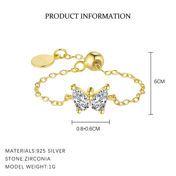 Wholesale Women's 925 Sterling Silver Geometric Butterfly Zirconia Ring