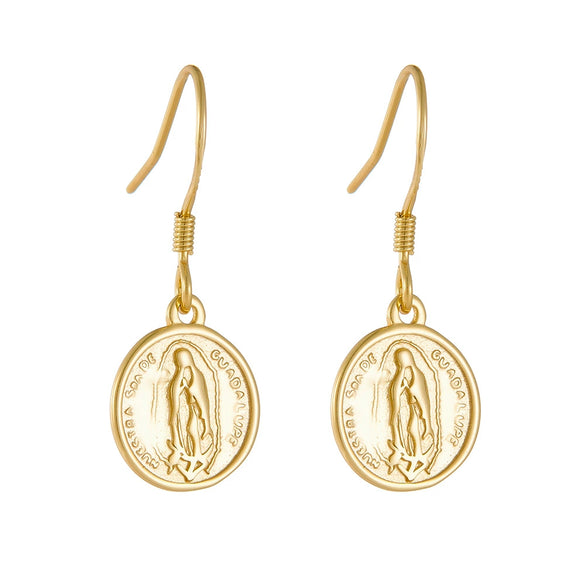 Wholesale Women's 925 Sterling Silver Geometric Circle Coin Earrings With Relief Portrait