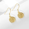 Wholesale Women's 925 Sterling Silver Geometric Circle Coin Earrings With Relief Portrait