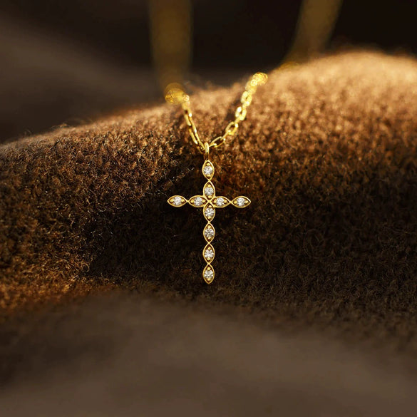 Wholesale Women's Sterling Silver 925 Geometric Cross Ochain Necklace With Electroplating