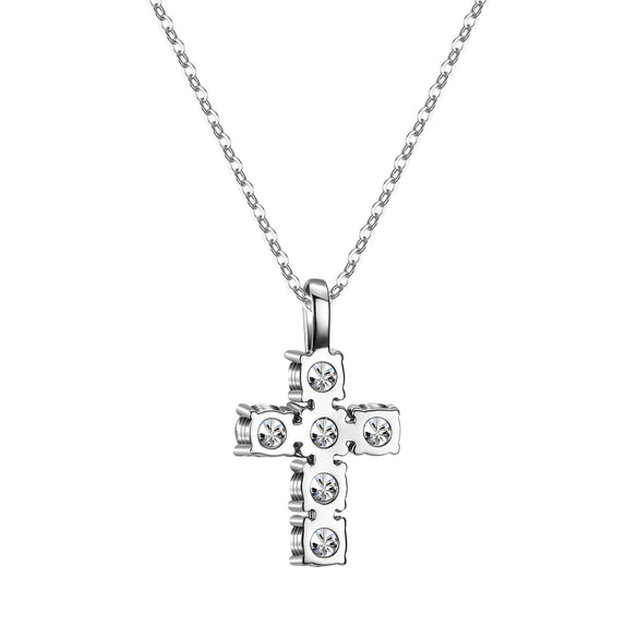 Wholesale Women's 925 Sterling Silver Geometric Cross Pendant Necklace With Ochain