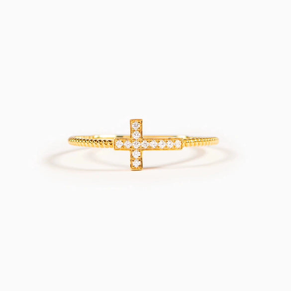 Wholesale Women's 925 Sterling Silver Geometric Cross Zircon Ring With Electroplating