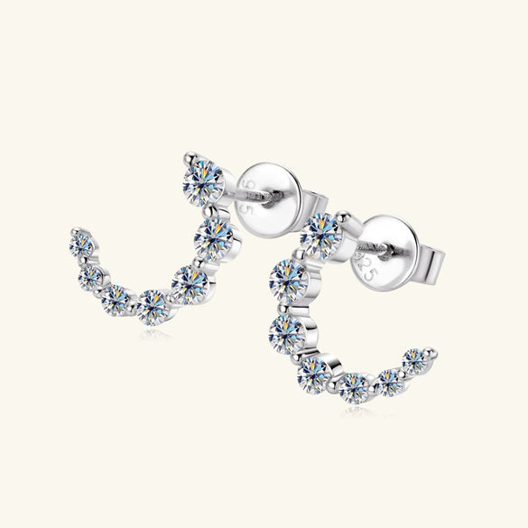 Wholesale Women's 925 Sterling Silver Geometric Cshaped Gradient Moissanite Nonallergic Earrings With Electroplating