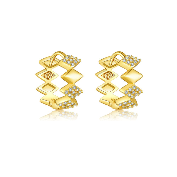 Wholesale Women's 925 Sterling Silver Geometric Design Earrings With Platinum And 18K Gold Electroplating
