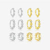 Wholesale Women's 925 Sterling Silver Geometric Design Earrings With Platinum And 18K Gold Electroplating