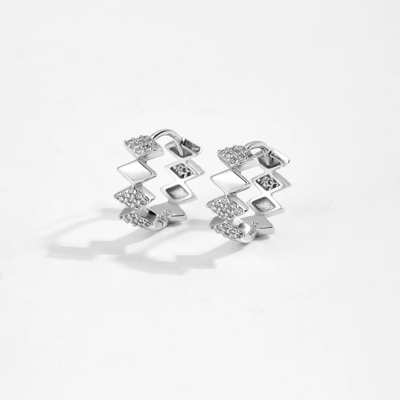 Wholesale Women's 925 Sterling Silver Geometric Design Earrings With Platinum And 18K Gold Electroplating