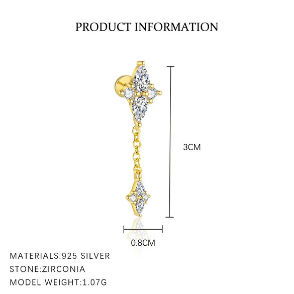 Wholesale Women's 925 Sterling Silver Geometric Diamond Design Round Head Earrings