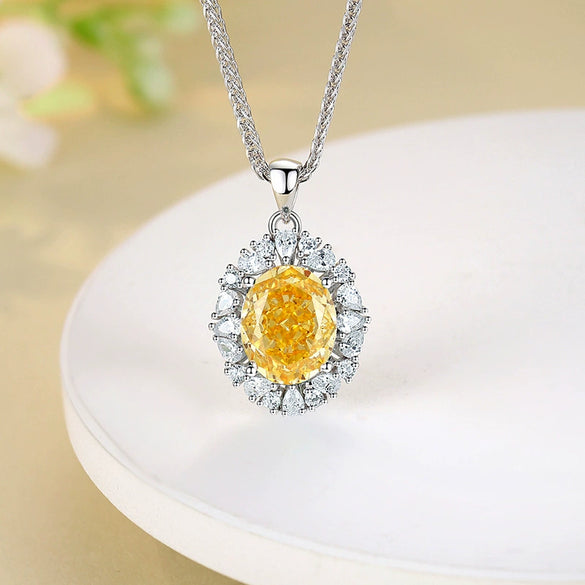 Wholesale Women's 925 Sterling Silver Geometric Diamond Pendant Necklace With Chopin Chain