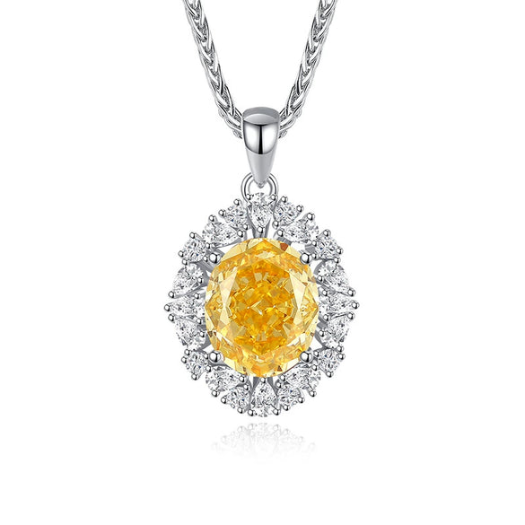 Wholesale Women's 925 Sterling Silver Geometric Diamond Pendant Necklace With Chopin Chain