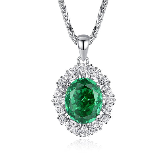 Wholesale Women's 925 Sterling Silver Geometric Diamond Pendant Necklace With Chopin Chain
