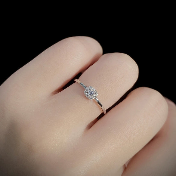 Wholesale Women's 925 Sterling Silver Geometric Diamondencrusted Electroplated Stacking Ring