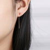 Wholesale Women's 925 Sterling Silver Geometric Drop Shape Mini Bean Tassel Short Ear Chain Earrings