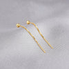 Wholesale Women's 925 Sterling Silver Geometric Drop Shape Mini Bean Tassel Short Ear Chain Earrings