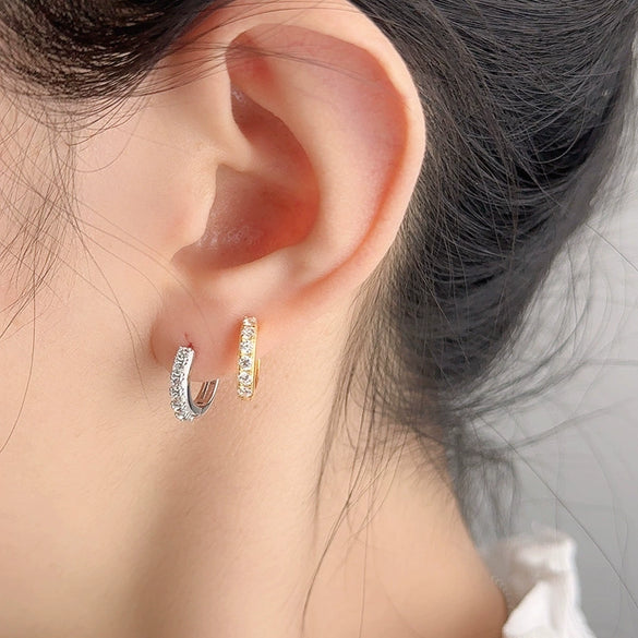 Wholesale Women's 925 Sterling Silver Geometric Earrings With Microencrusted Zircon And Electroplating