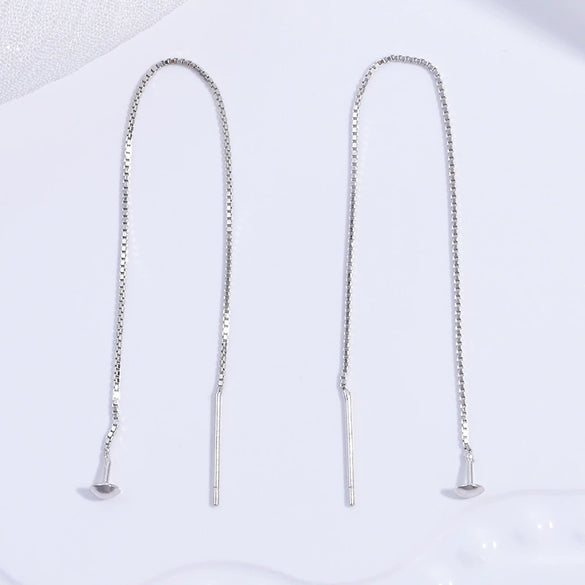 Wholesale Women's 925 Sterling Silver Geometric Handmade Beaded Ear Chain With Electroplating
