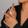 Wholesale Women's 925 Sterling Silver Geometric Hands Hug Open Ring With Electroplating Design