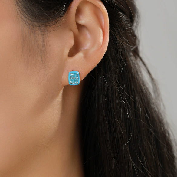 Wholesale Women's 925 Sterling Silver Geometric Imitation Diamond Earrings