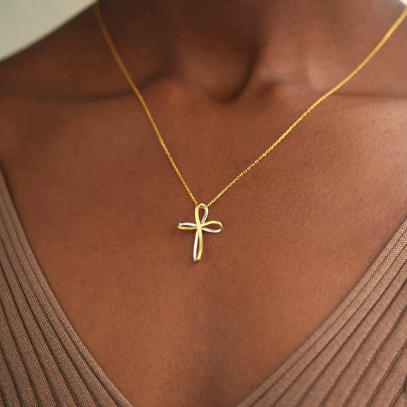 Wholesale Women's 925 Sterling Silver Geometric Infinite Cross Electroplated Ochain Necklace