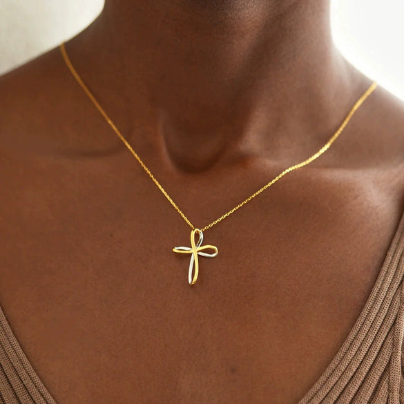 Wholesale Women's 925 Sterling Silver Geometric Infinite Cross Electroplated Ochain Necklace