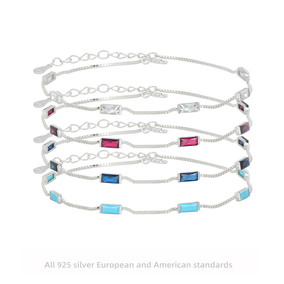Wholesale Women's 925 Sterling Silver Geometric Inlaid Zircon Bracelet
