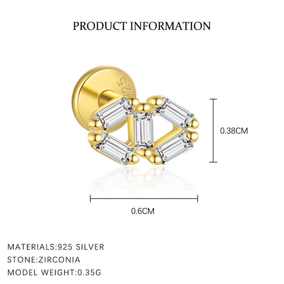 Wholesale Women's 925 Sterling Silver Geometric Irregular Round Flat Head Earrings With Zirconia