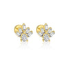 Wholesale Women's 925 Sterling Silver Geometric Irregular Round Flat Head Earrings With Zirconia