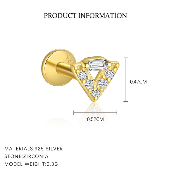 Wholesale Women's 925 Sterling Silver Geometric Irregular Round Flat Head Earrings With Zirconia
