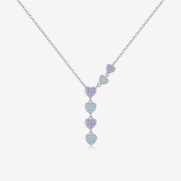 Wholesale Women's Sterling Silver Geometric Love Pendant Zircon Necklace With Platinum And 18K Gold Electroplating