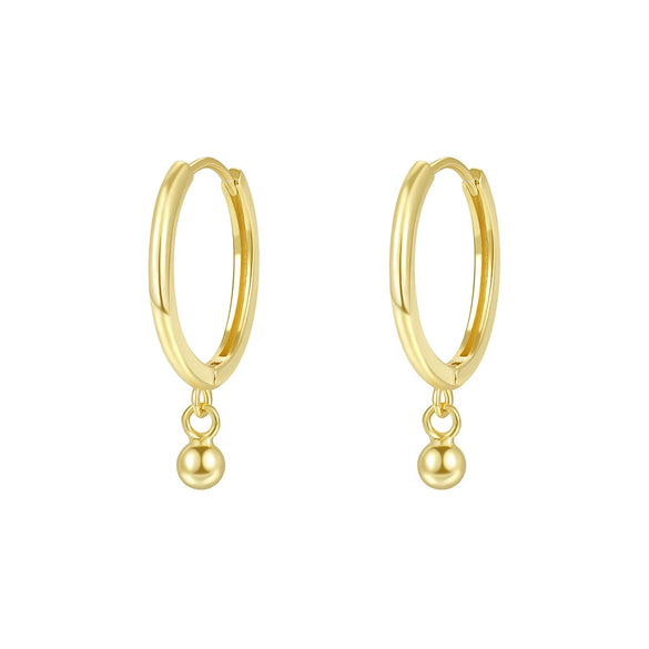 Wholesale Women's 925 Sterling Silver Geometric Minimalist Small Ball Earrings With Electroplating