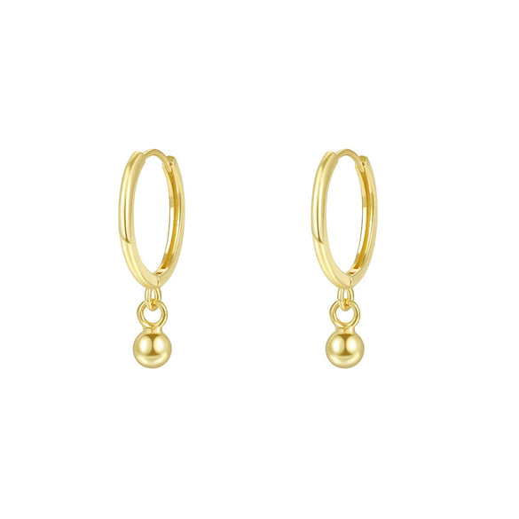 Wholesale Women's 925 Sterling Silver Geometric Minimalist Small Ball Earrings With Electroplating