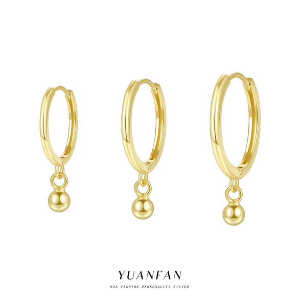 Wholesale Women's 925 Sterling Silver Geometric Minimalist Small Ball Earrings With Electroplating