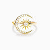 Wholesale Women's 925 Sterling Silver Geometric Moon Star Crescent Star Zircon Ring With Electroplating
