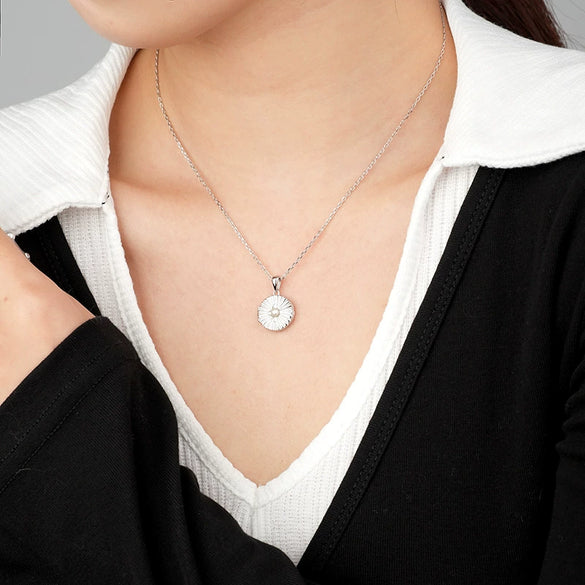 Wholesale Women's 925 Sterling Silver Geometric Opal Stone Photo Frame Pendant Necklace With Cross Chain And Electroplating Design