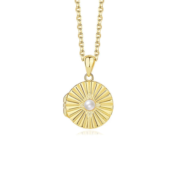 Wholesale Women's 925 Sterling Silver Geometric Opal Stone Photo Frame Pendant Necklace With Cross Chain And Electroplating Design