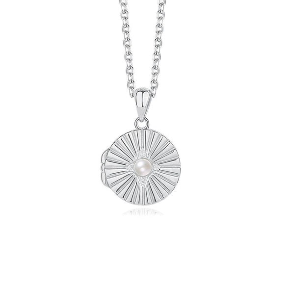 Wholesale Women's 925 Sterling Silver Geometric Opal Stone Photo Frame Pendant Necklace With Cross Chain And Electroplating Design