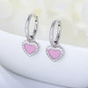 Wholesale Women's 925 Sterling Silver Geometric Pink Oil Drop Heart Zircon Earrings