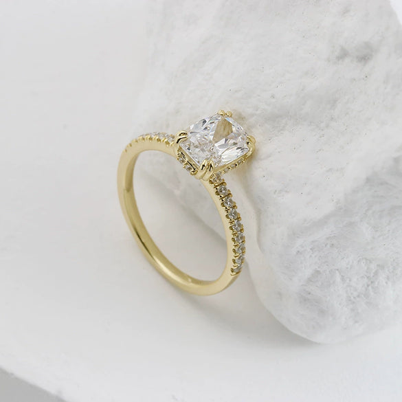 Wholesale Women's 925 Sterling Silver Geometric Ring Set With High Carbon Diamonds In Light Luxury Style