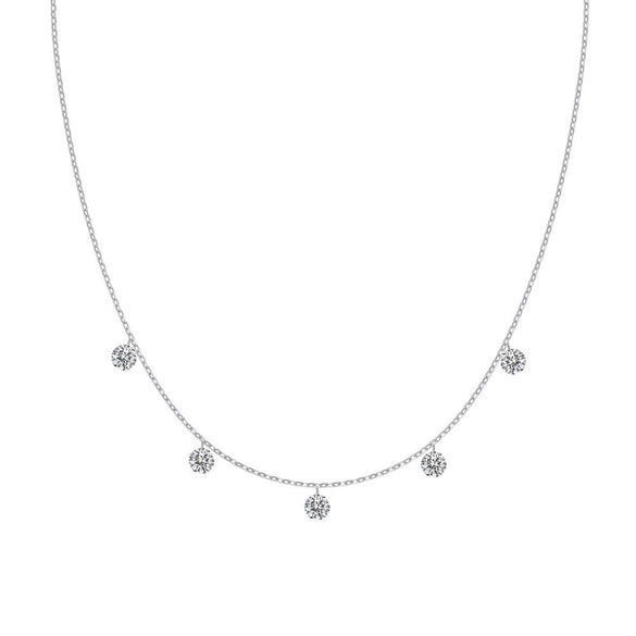 Wholesale Women's 925 Sterling Silver Geometric Round Pendant Clavicle Chain Necklace With Electroplating